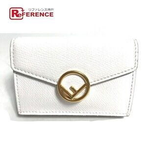 Fendi Logo Compact Wallet Tri fold Leather White